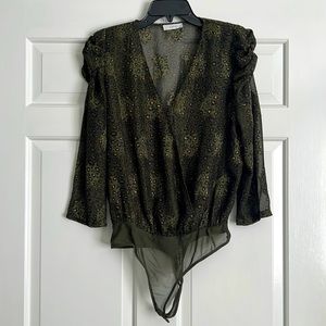 Love this top! Dark green and black leopard print bodysuit.